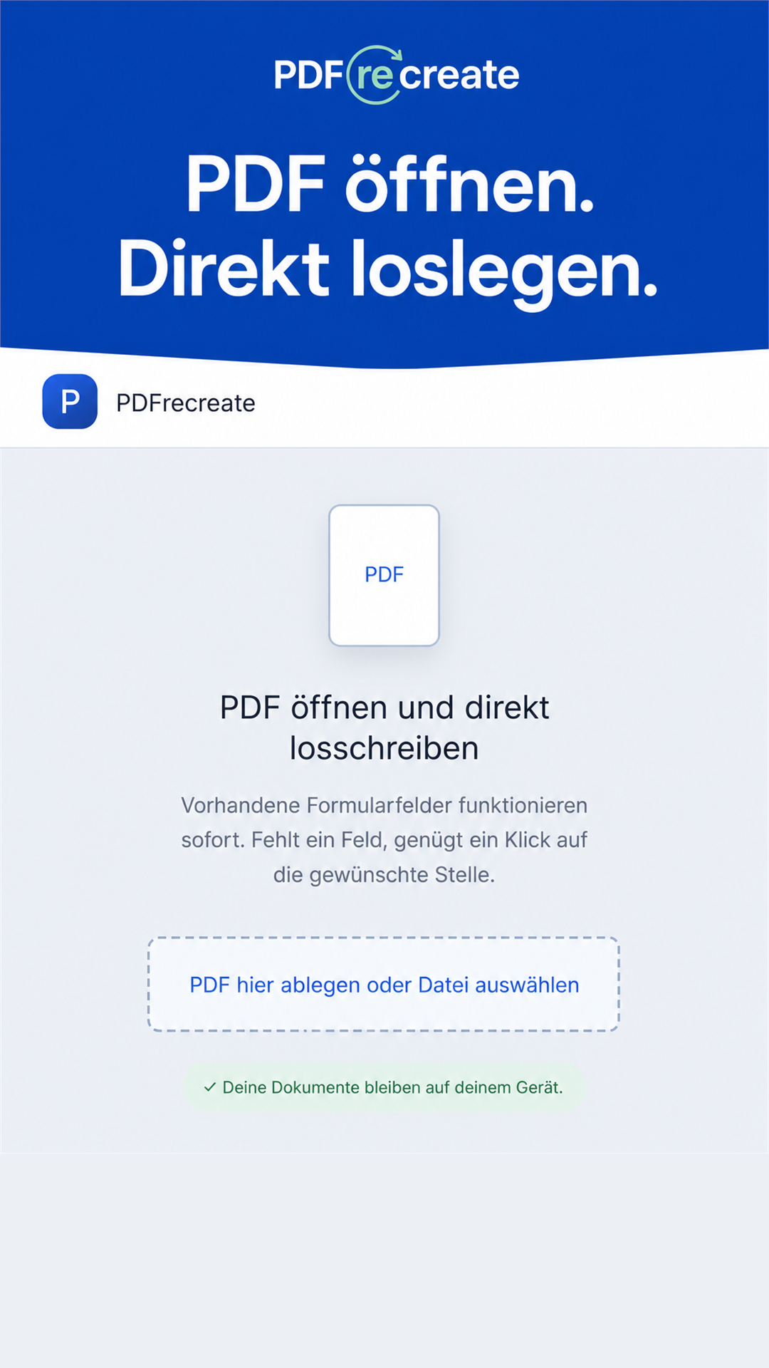PDFrecreate document editor on a smartphone